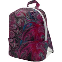 Marbling Ornate Zip Up Backpack by kaleidomarblingart