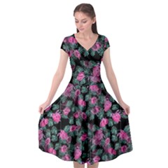 Lovely Floral Cap Sleeve Wrap Front Dress by 1dsign