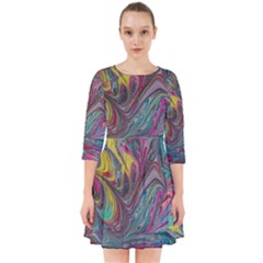 Abstract Marbling Smock Dress by kaleidomarblingart