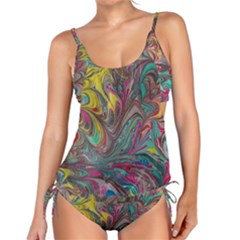 Abstract Marbling Tankini Set by kaleidomarblingart