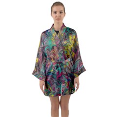 Abstract Marbling Long Sleeve Satin Kimono by kaleidomarblingart