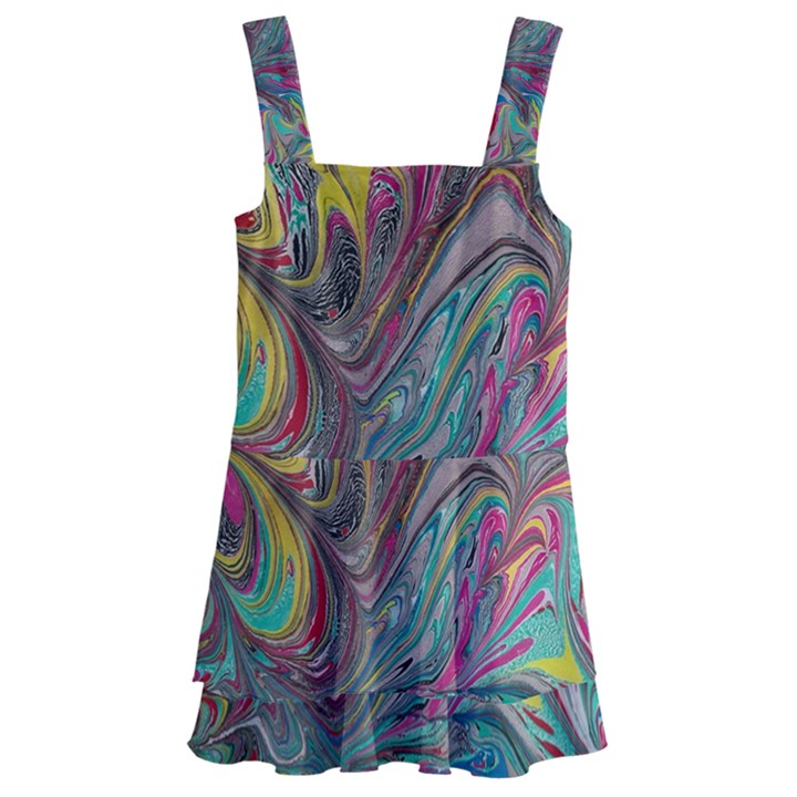 Abstract marbling Kids  Layered Skirt Swimsuit