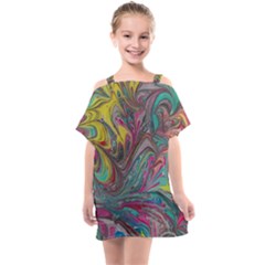 Abstract Marbling Kids  One Piece Chiffon Dress