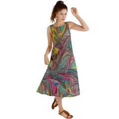 Abstract Marbling Summer Maxi Dress