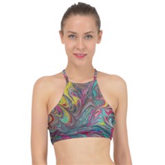 Abstract Marbling Racer Front Bikini Top