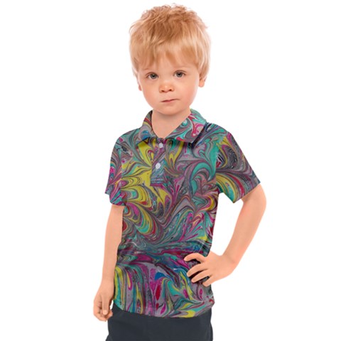 Abstract Marbling Kids  Polo Tee by kaleidomarblingart