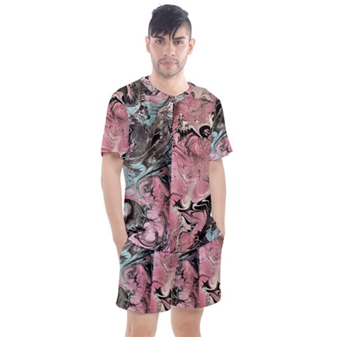 Marbling Collage Men s Mesh Tee And Shorts Set by kaleidomarblingart