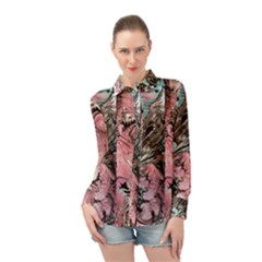 Marbling Collage Long Sleeve Chiffon Shirt