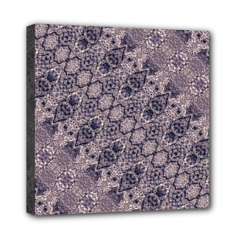 Violet Textured Mosaic Ornate Print Mini Canvas 8  X 8  (stretched) by dflcprintsclothing