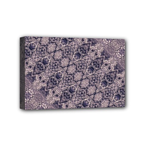 Violet Textured Mosaic Ornate Print Mini Canvas 6  X 4  (stretched) by dflcprintsclothing