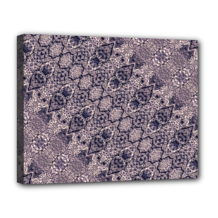 Violet Textured Mosaic Ornate Print Canvas 14  x 11  (Stretched)