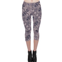 Violet Textured Mosaic Ornate Print Capri Leggings  by dflcprintsclothing