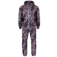 Violet Textured Mosaic Ornate Print Hooded Jumpsuit (men) 