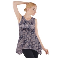 Violet Textured Mosaic Ornate Print Side Drop Tank Tunic by dflcprintsclothing