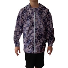 Violet Textured Mosaic Ornate Print Kids  Hooded Windbreaker