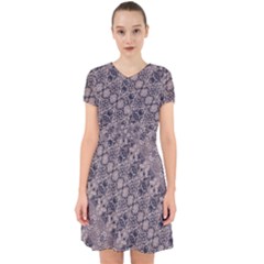 Violet Textured Mosaic Ornate Print Adorable In Chiffon Dress