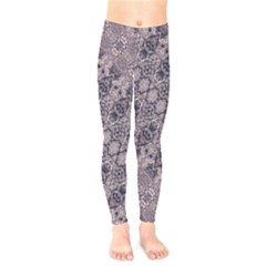 Violet Textured Mosaic Ornate Print Kids  Leggings