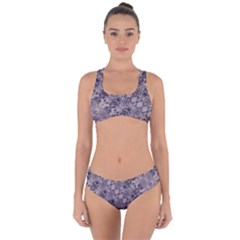 Violet Textured Mosaic Ornate Print Criss Cross Bikini Set by dflcprintsclothing