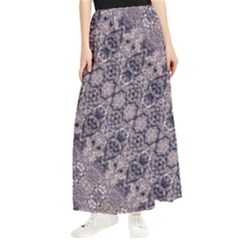 Violet Textured Mosaic Ornate Print Maxi Chiffon Skirt