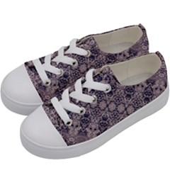 Violet Textured Mosaic Ornate Print Kids  Low Top Canvas Sneakers by dflcprintsclothing