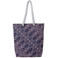 Violet Textured Mosaic Ornate Print Full Print Rope Handle Tote (small) by dflcprintsclothing