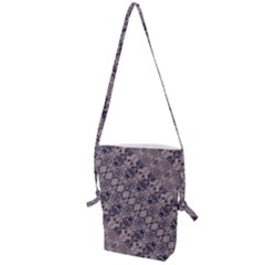 Violet Textured Mosaic Ornate Print Folding Shoulder Bag