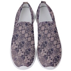 Violet Textured Mosaic Ornate Print Men s Slip On Sneakers by dflcprintsclothing