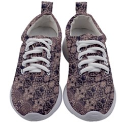 Violet Textured Mosaic Ornate Print Kids Athletic Shoes by dflcprintsclothing