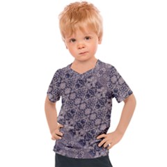 Violet Textured Mosaic Ornate Print Kids  Sports Tee