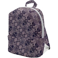 Violet Textured Mosaic Ornate Print Zip Up Backpack by dflcprintsclothing