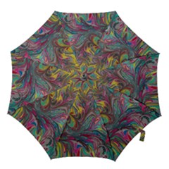 Abstract Marbling Swirls Hook Handle Umbrellas (medium) by kaleidomarblingart