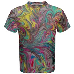 Abstract Marbling Swirls Men s Cotton Tee by kaleidomarblingart