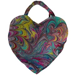 Abstract Marbling Swirls Giant Heart Shaped Tote by kaleidomarblingart