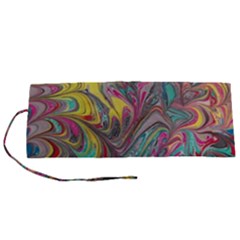 Abstract Marbling Swirls Roll Up Canvas Pencil Holder (s) by kaleidomarblingart