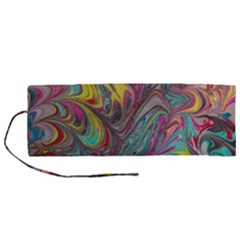 Abstract Marbling Swirls Roll Up Canvas Pencil Holder (m) by kaleidomarblingart