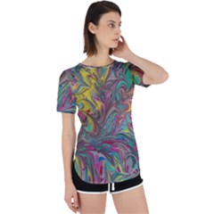 Abstract Marbling Swirls Perpetual Short Sleeve T-shirt by kaleidomarblingart