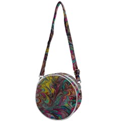 Abstract Marbling Swirls Crossbody Circle Bag by kaleidomarblingart