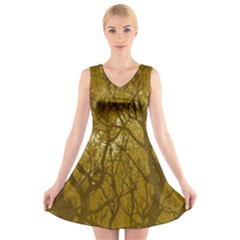 Forest Landscape Illustration 2 V-neck Sleeveless Dress