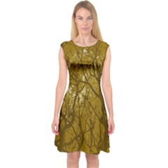 Forest Landscape Illustration 2 Capsleeve Midi Dress