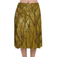 Forest Landscape Illustration 2 Velvet Flared Midi Skirt by dflcprintsclothing