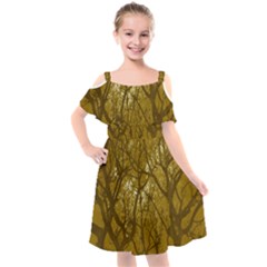 Forest Landscape Illustration 2 Kids  Cut Out Shoulders Chiffon Dress by dflcprintsclothing