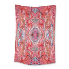 Intricate Red Marbling Small Tapestry by kaleidomarblingart