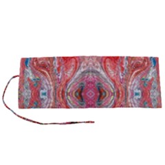 Intricate Red Marbling Roll Up Canvas Pencil Holder (s) by kaleidomarblingart