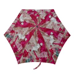 Magenta On Pink Mini Folding Umbrellas by kaleidomarblingart