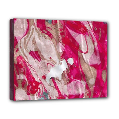 Magenta On Pink Deluxe Canvas 20  X 16  (stretched) by kaleidomarblingart