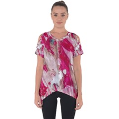 Magenta On Pink Cut Out Side Drop Tee by kaleidomarblingart