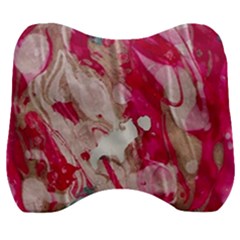 Magenta On Pink Velour Head Support Cushion by kaleidomarblingart