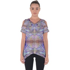 Amethyst Marbling Cut Out Side Drop Tee by kaleidomarblingart