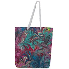 Psychedelic Marbling Patterns Iv Full Print Rope Handle Tote (large) by kaleidomarblingart