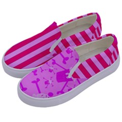 Cccartonnslogobg7 Cupycakescollage11pinknewbkgrd* Jokerscullzzz7117 Logohotpinkpattern Kids  Canvas Slip Ons by DayDreamersBoutique